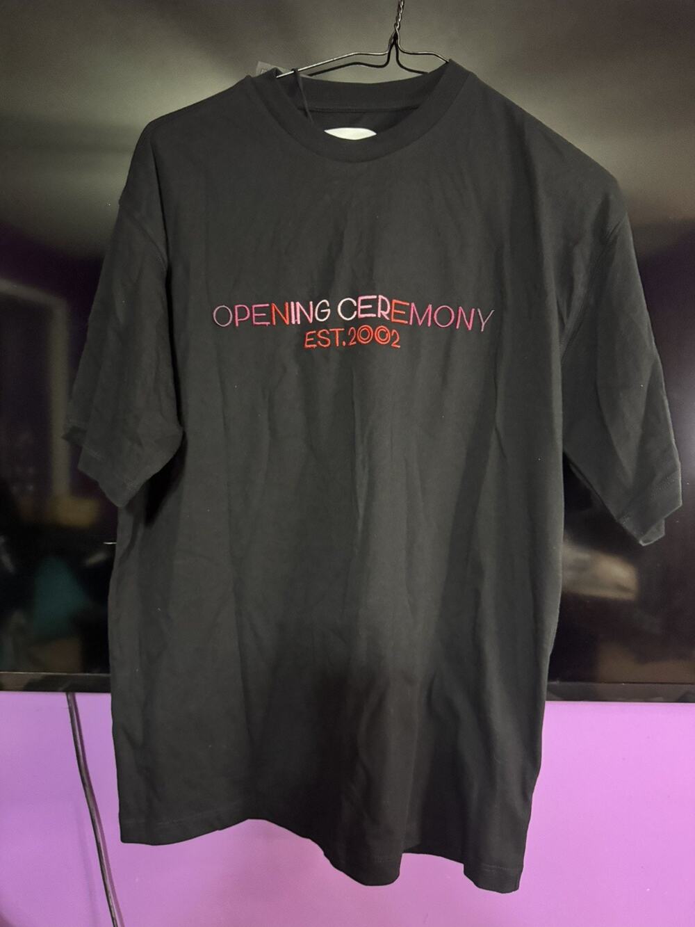 Opening Ceremony Women's Black Embroidered T-shirt Oversized Sz XS New Authentic